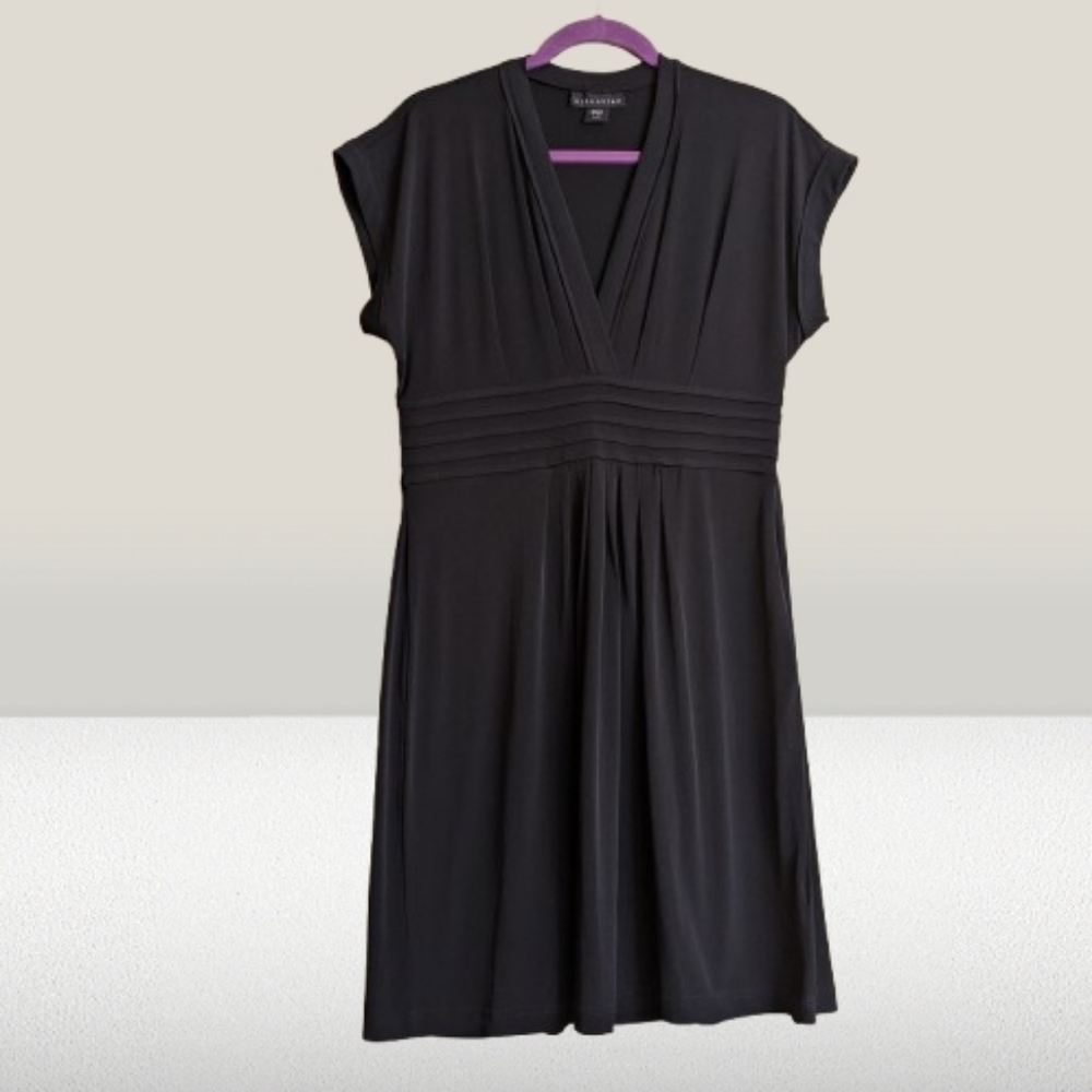 Attention Y2K Empire Waist Black Dress Dolman Short Sleeves Slinky Stretchy